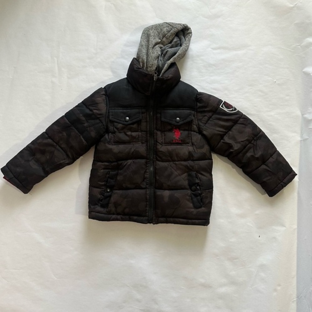 Black and Gray Hooded Puffer Jacket